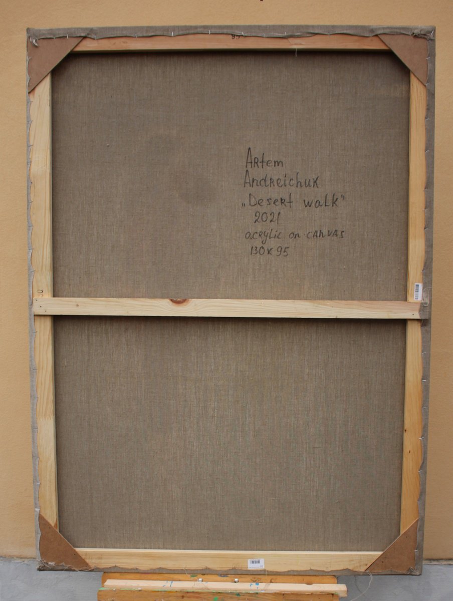 Surrealistic Portrait Acrylic Painting By Artem Andreichuk, 37 X 51, Desert Walk, Original Artwork