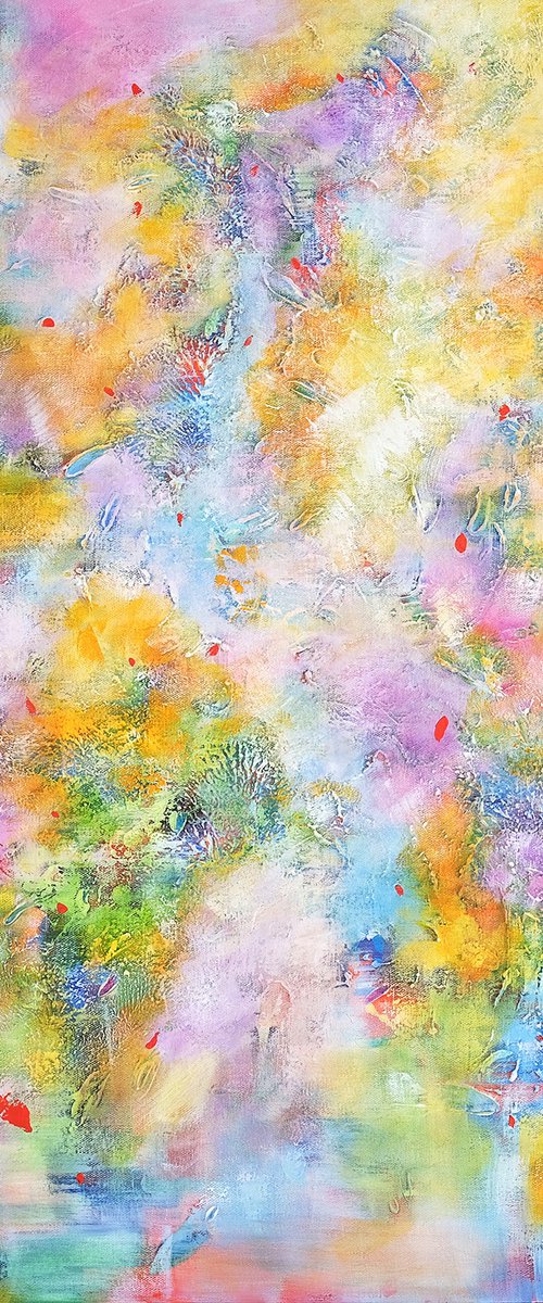 The Light, Modern Colorful Abstract Painting 100x100cm by Anna Selina by Anna Selina