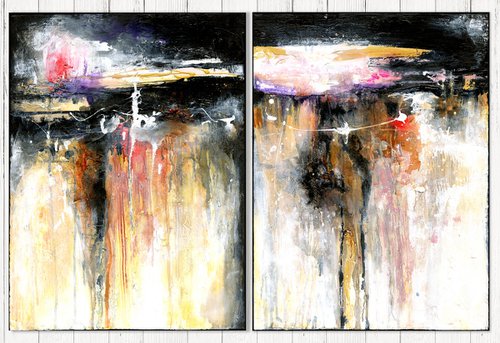 Ancient Ballad - diptych - 2 paintings by Kathy Morton Stanion