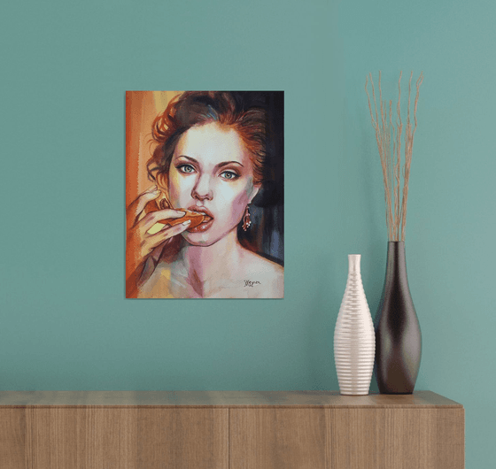 The taste of passion. Portrait of Angelina. Portrait of a woman