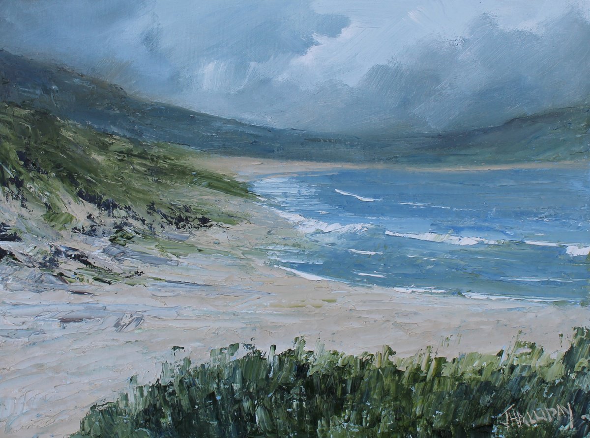 Impressionistic Landscape Oil Painting By John Halliday, 16 X 12, Sand Dunes, Ireland, Original Artwork