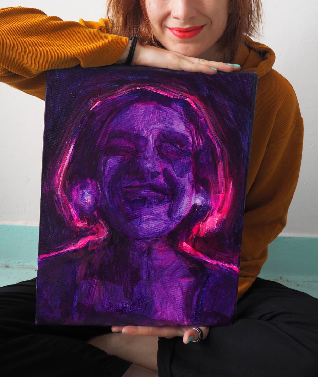 Expressive Portrait Oil Painting By Cynthia Gregorova, 12 X 16, Shining, Original Artwork