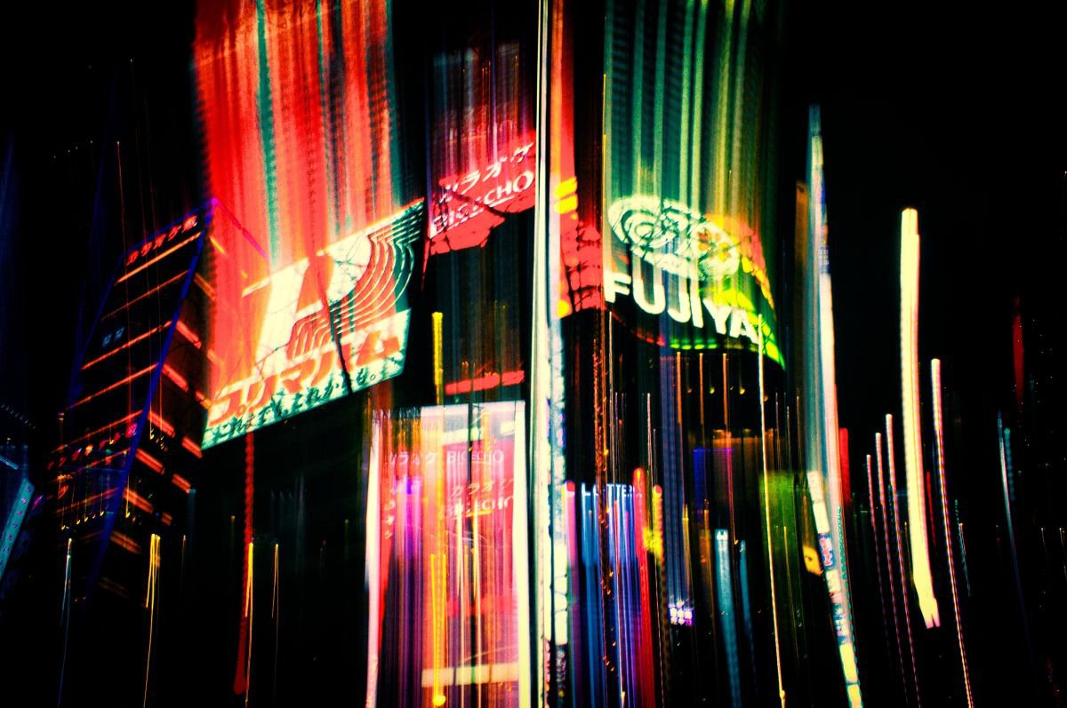 Abstract Cityscapes Photograph By Marc Ehrenbold, 40 X 30", Neon Dreams : Tokyo #7, Original Artwork
