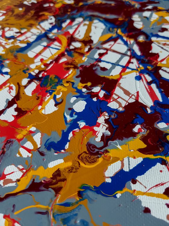 Ruza N-22 (H)80x(W)60x(D)3.5 cm. Jackson Pollock Style Abstract Painting