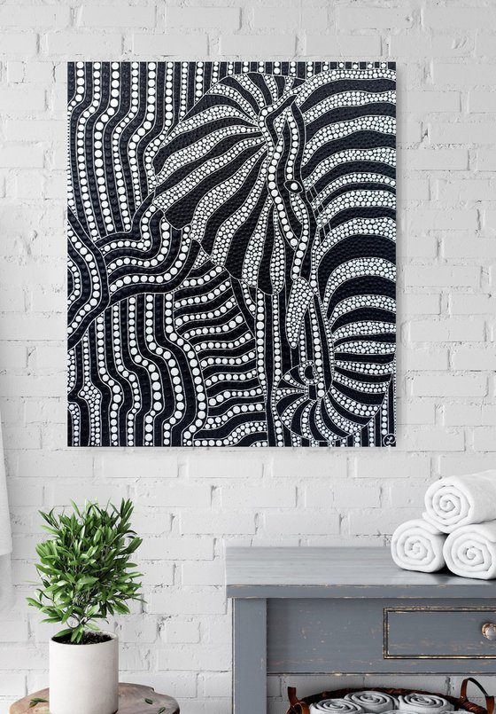 Black and White Abstract Elephant