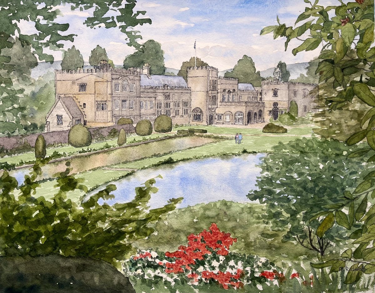 Impressionistic Landscape Watercolour By Michael Richards, 20 X 16", Forde Abbey, Original Artwork