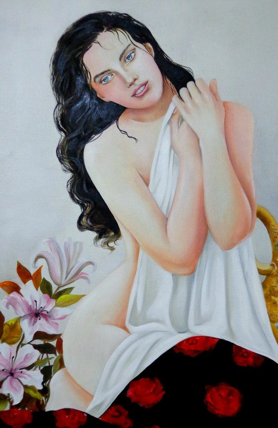 Alba chiara - woman - portrait - original painting