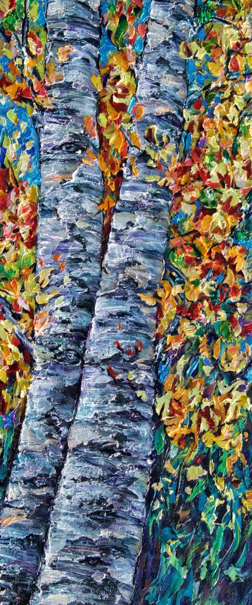 Aspen Trees (PALETTE KNIFE) by Lena Owens at OLena Art