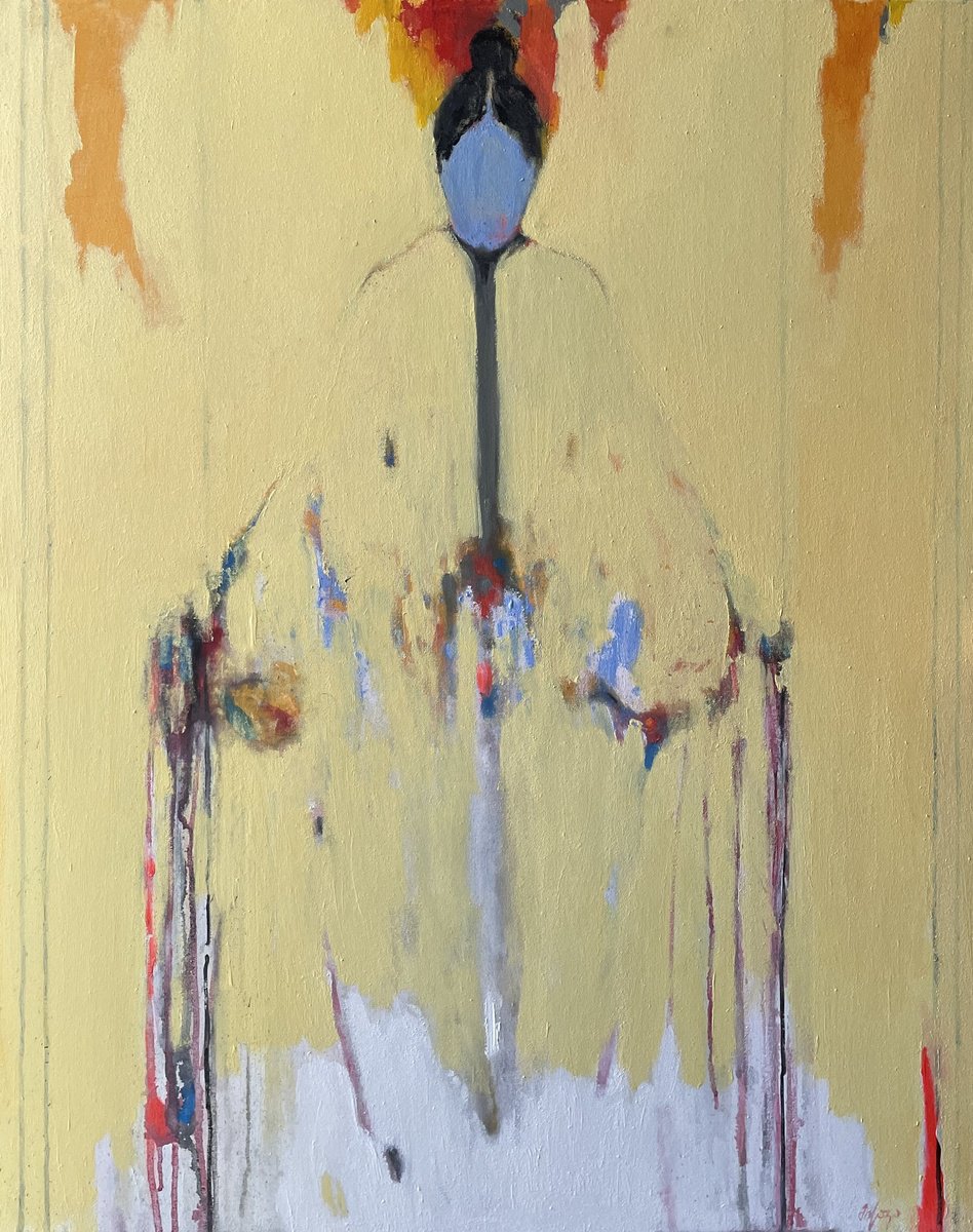 Abstract Portrait Painting By Gela Mikava, 31 X 39, The Alienation Series, Original Artwork