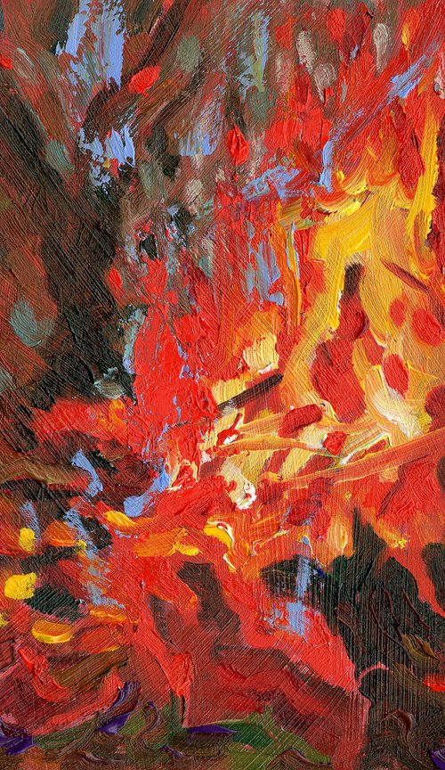 Small Fires on a Cold Night Diptych by Mary Kemp