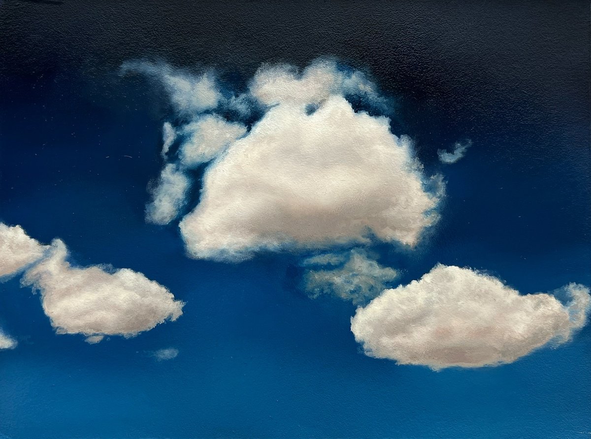 Photorealistic Oil Painting , Blue Sky Clouds By Simona Nedeva, 14 X 11, Artwork For Sale On Artfinder