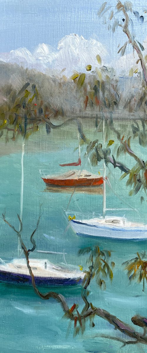 Boats around berry island by Shelly Du