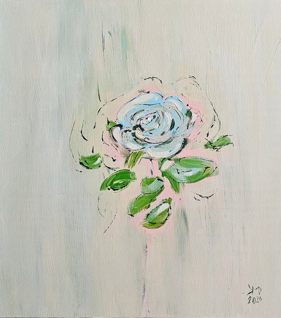 Abstract white rose on delicate soft white