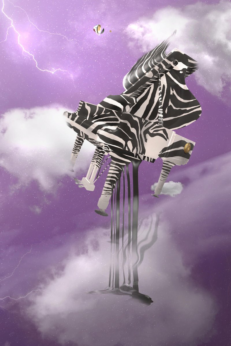 Surrealistic Landscape Print By Vanessa T Stefanova, 16 X 24", Funky Piano, Original Artwork