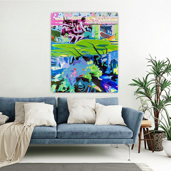 PLAY BY THE LAKE | ORIGINAL ACRYLIC PAINTING ON CANVAS