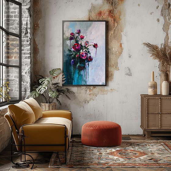 Red Rose Impasto Wall Art