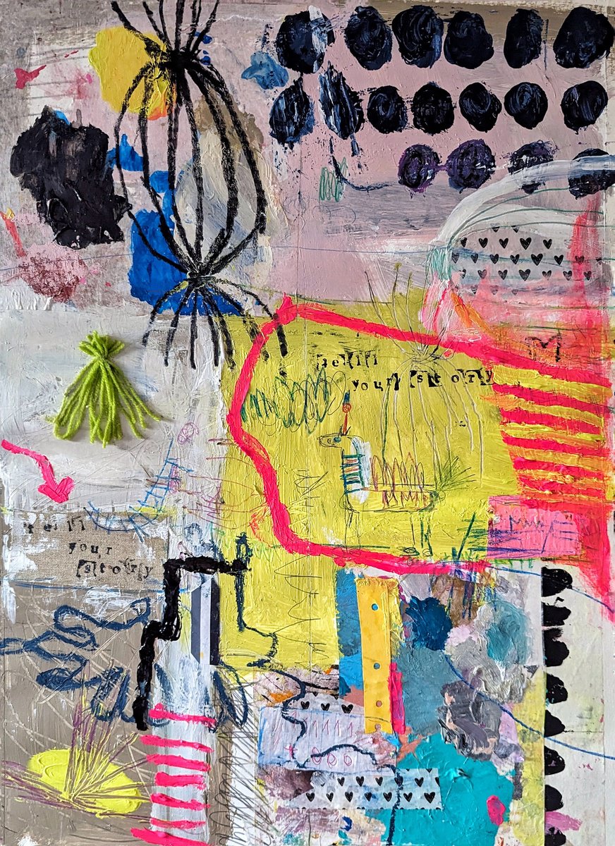 Abstract Painting By Jenny Furman, 19 X 27, Tell Your Story, Original Artwork