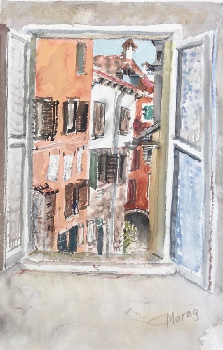 Impressionistic Watercolour , A Window To Rovinj By Morag Paul, 12 X 16, Artwork For Sale On Artfinder