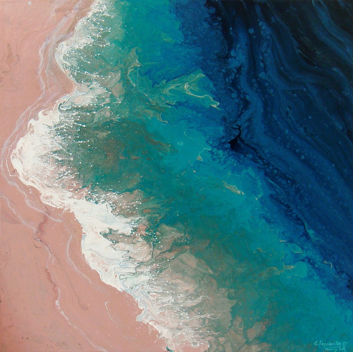 "Seascape" Acrylic Painting 60 x 60 cm by Irini Karpikioti