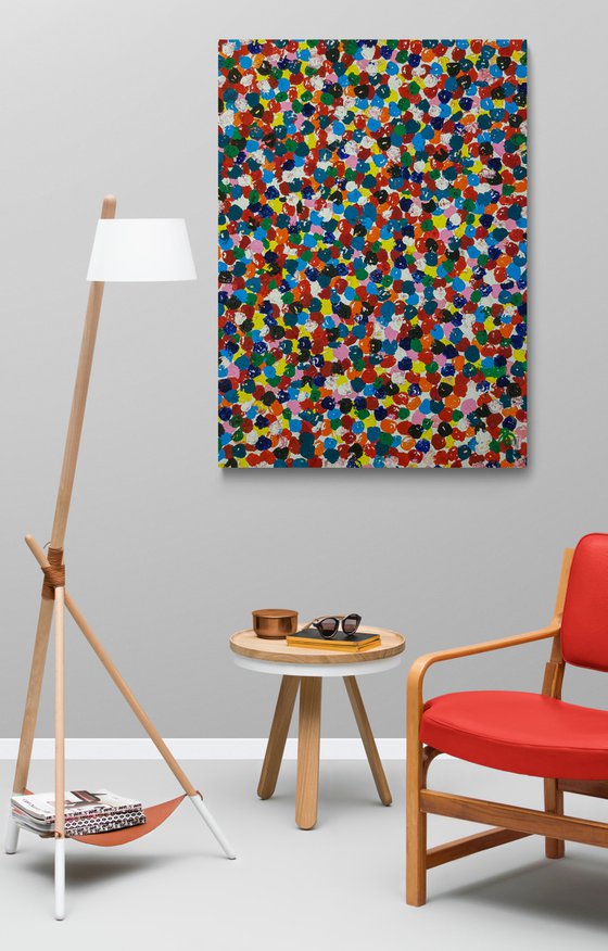 Colour Space painting (H)135x(W)100cm. - Cerizarbo N-10 - Vibrant Colors Spot painting