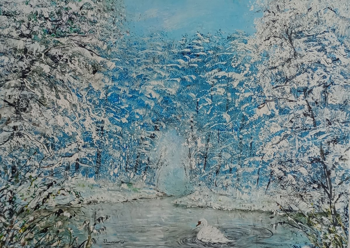 Impressionistic Landscape Acrylic Painting By James Lancaster, 27 X 20, Winter Grace, Original Artwork