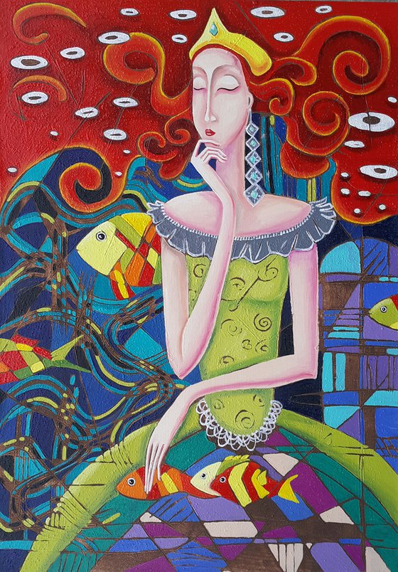 The queen of the sea(50x70cm, oil painting, modern art, ready to hang)