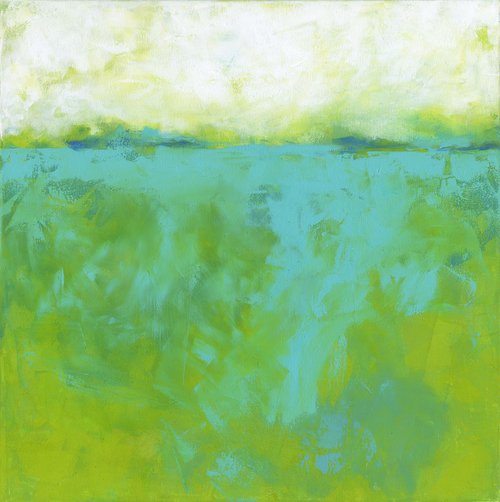 Tranquility Meadow - Minimal Serene Landscape Abstract Painting by Kathy Morton Stanion by Kathy Morton Stanion