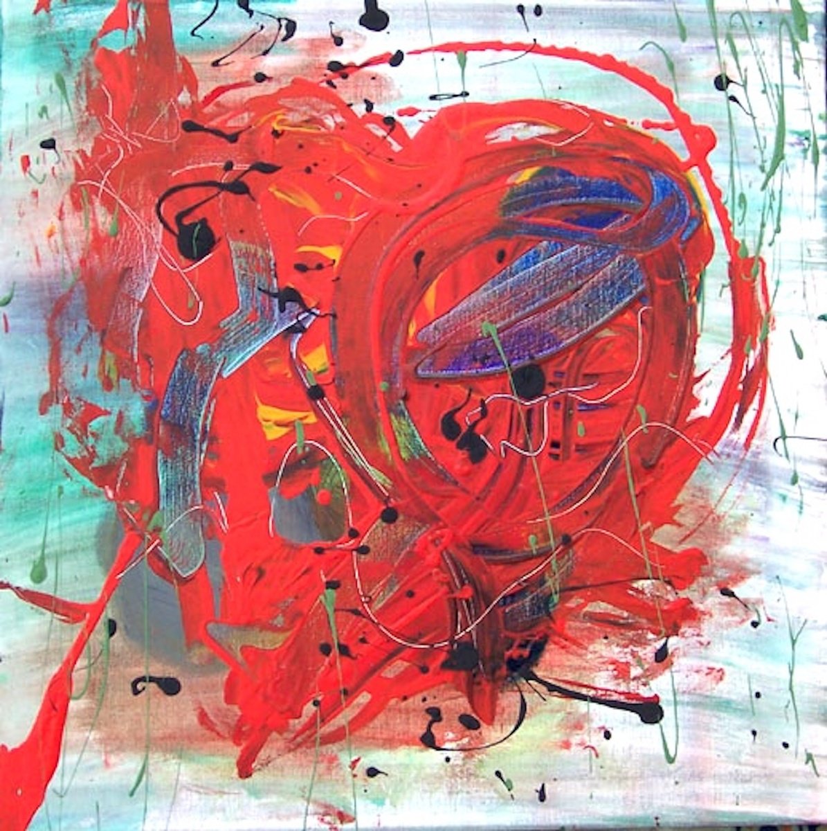 Expressive Abstract Acrylic Painting By Christel Haag, 16 X 16, Kleiner Elefant, Original Artwork