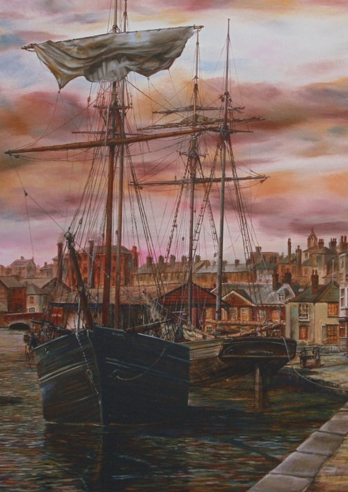 EVENING ON THE QUAY, EXETER by Peter Goodhall