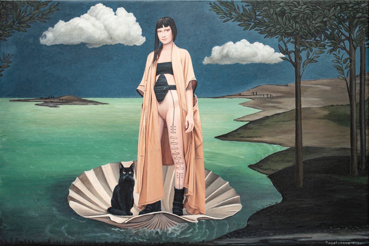 Photorealistic Portrait Acrylic Painting By Nataliya Bagatskaya, 41 X 28", On The Border Of Worlds, Original Artwork