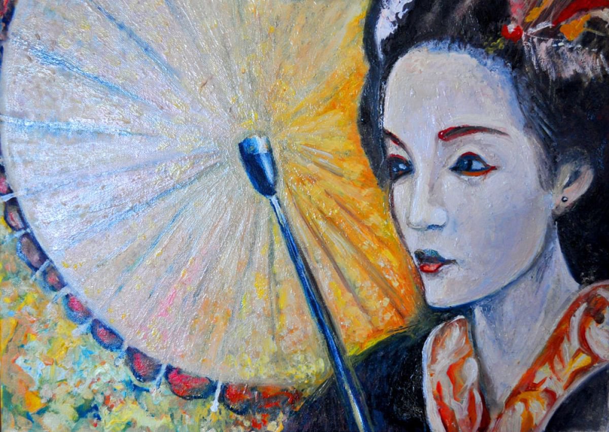 Geisha with Umbrella by Alex Solodov