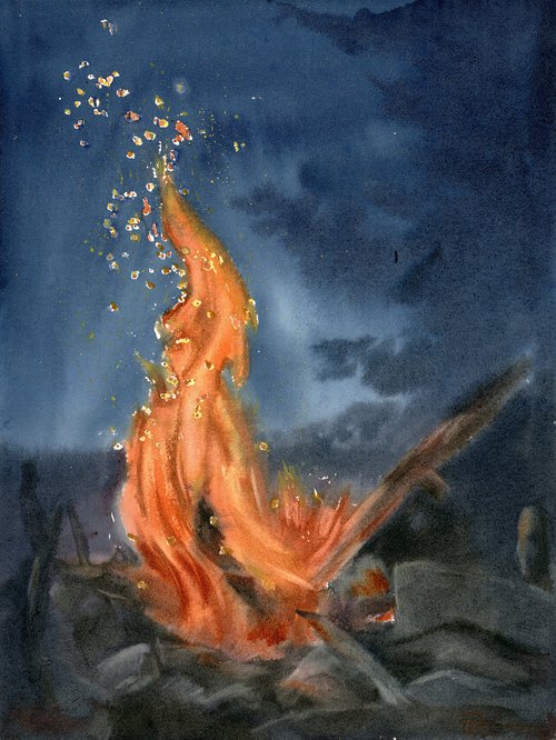 The flame in the night by Olga Shefranov (Tchefranov)