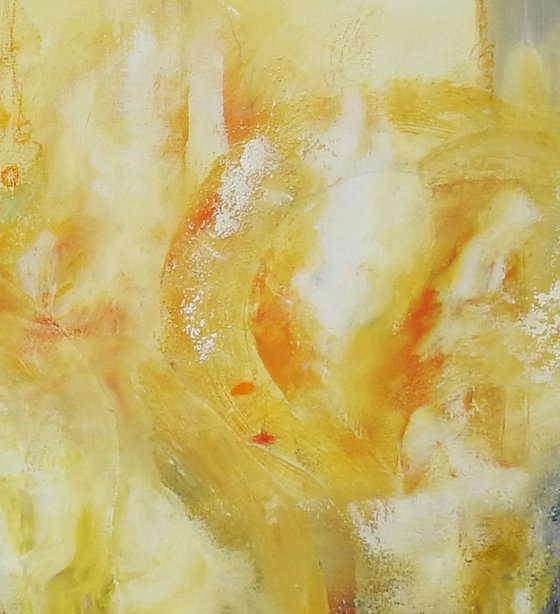 Yellow and blue Abstract Painting ready to hang - Sandstorm (24" x 72" - 60 cm x 182 cm)