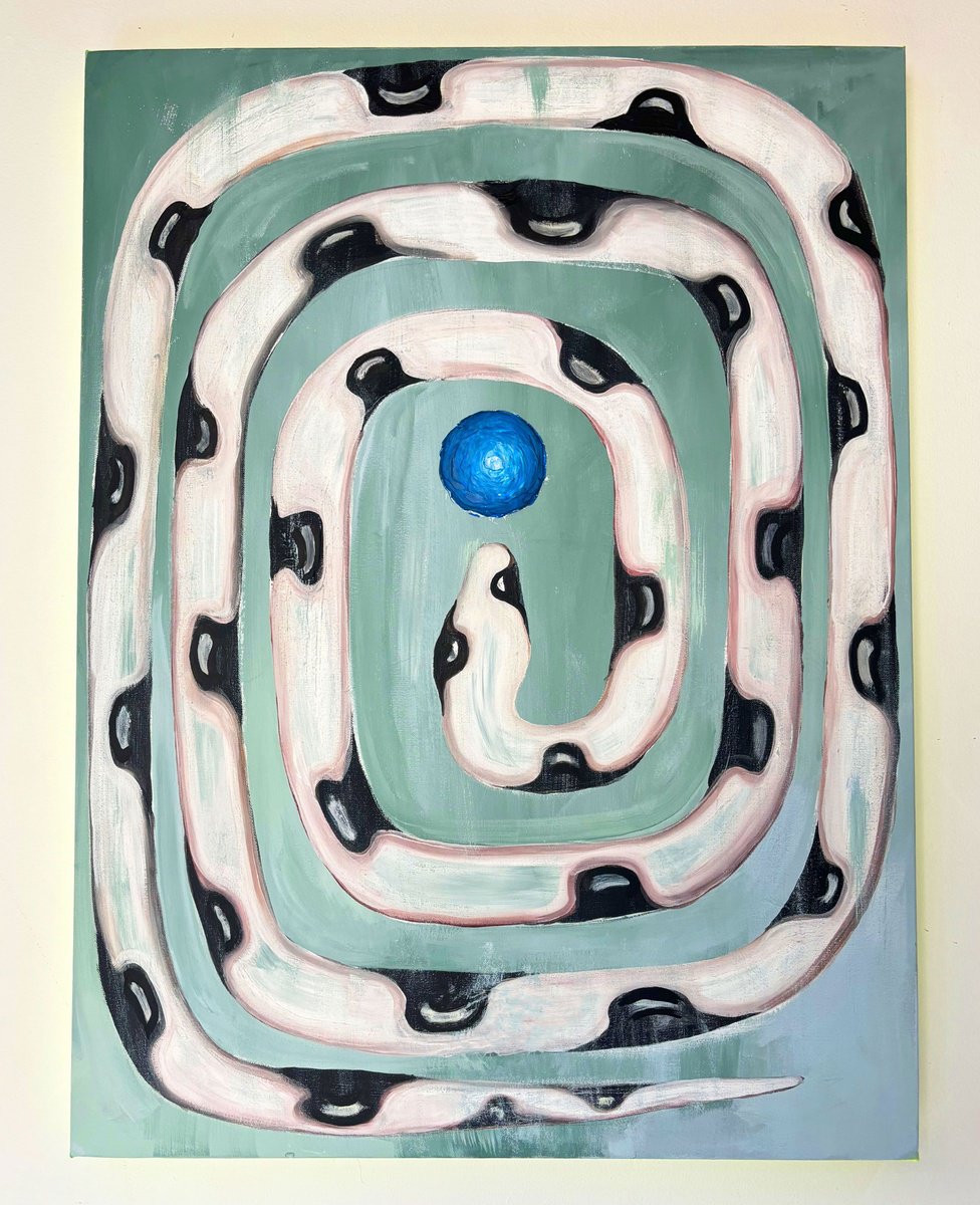 Illustrative Botanical Acrylic Painting By Melissa Aristizabal, 24 X 31", Serpent, Original Artwork