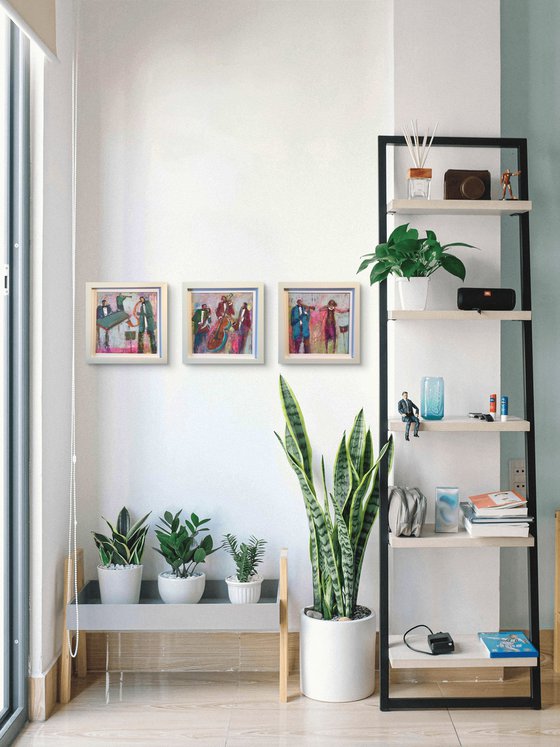 Three Musician Paintings Framed.  LOVE SONGS.