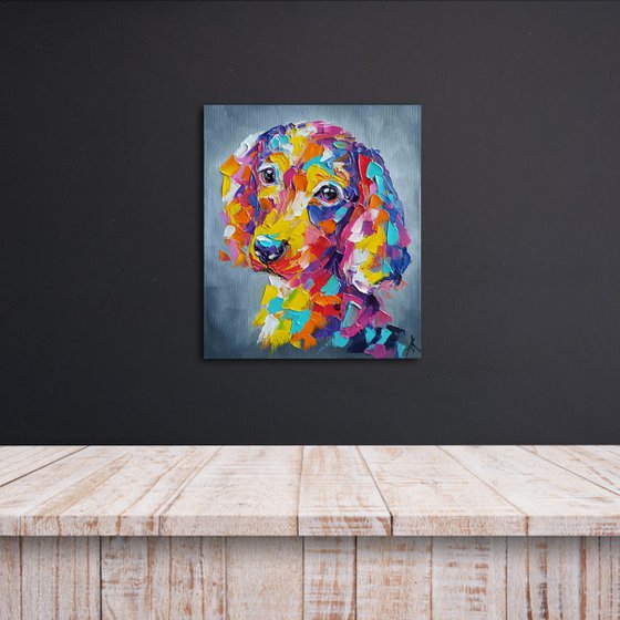 Look of kind eyes - dog, animals, oil painting, dachshund dog, dachshund, oil painting, pet, pet oil painting, gift, animals art