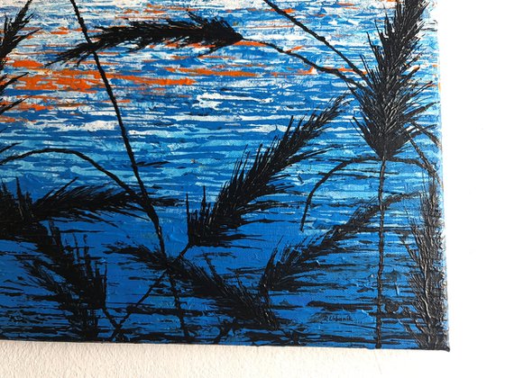 Blue Sunset In The Grass