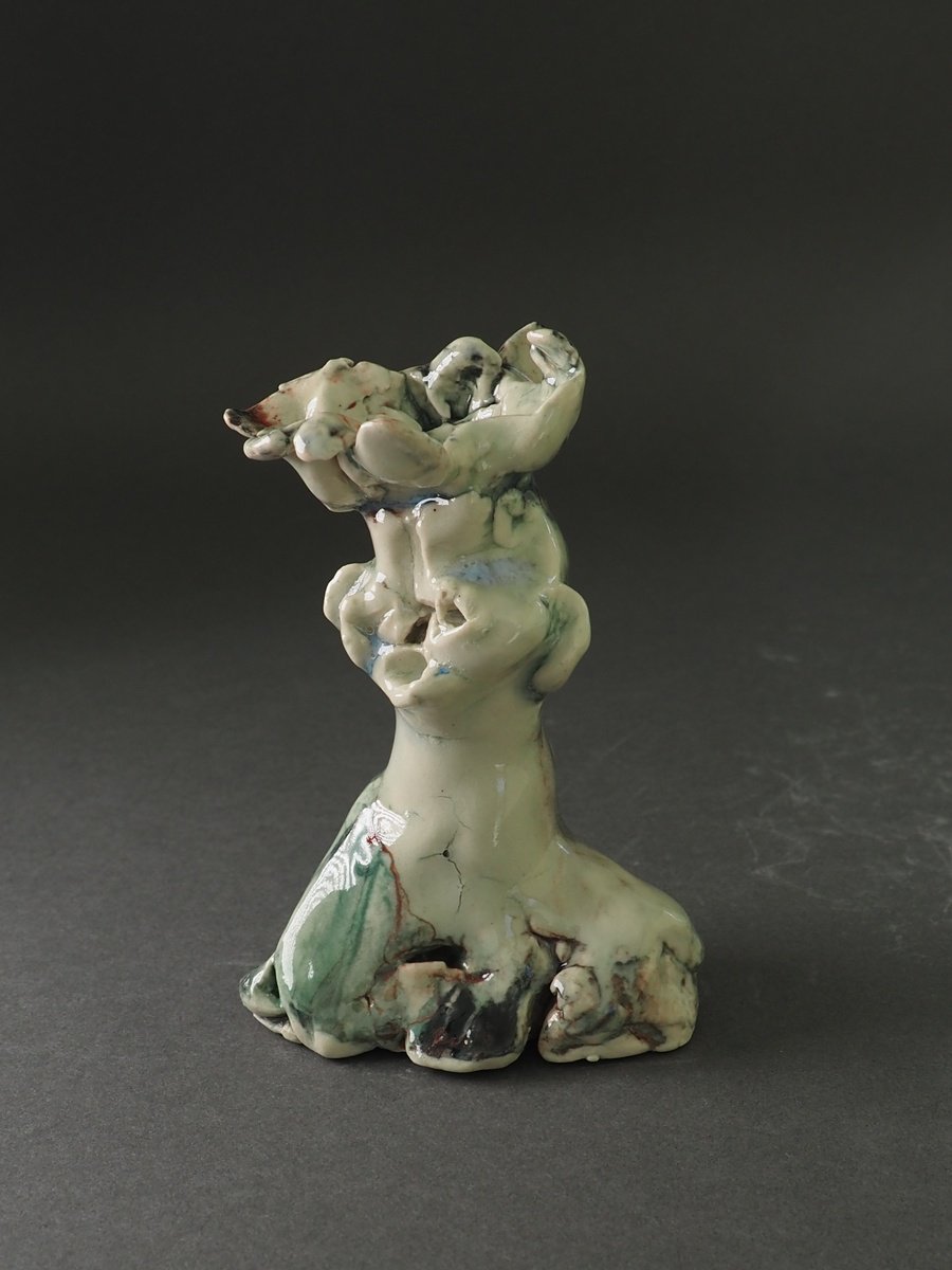 Expressive Clay Sculpture , Fool By Linda Cares, 3 X 4, Artwork For Sale On Artfinder
