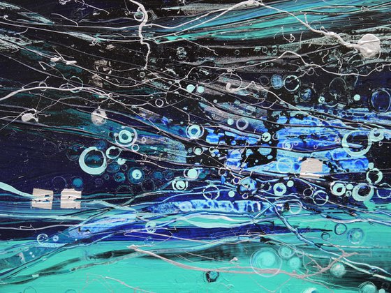 Midnight Breeze - Large Abstract 1m x 1m, ready to hang