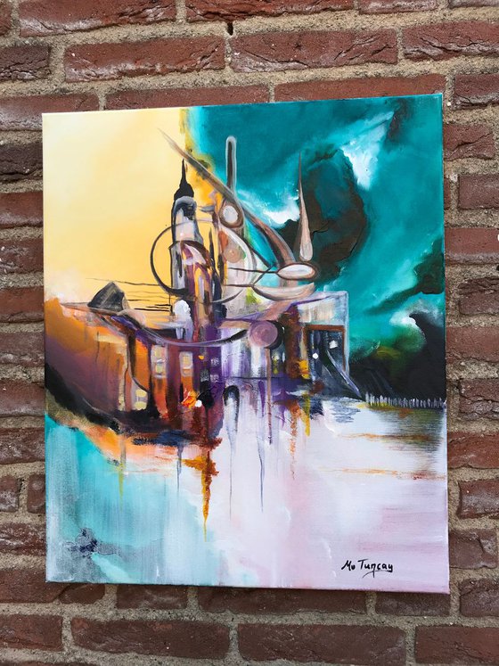 " Futuristic living “ abstract Painting -50x60cm