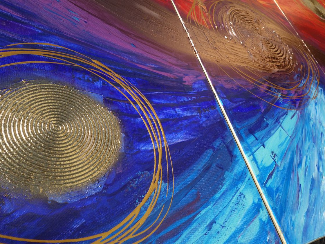 Rainbow A321 Large abstract paintings Palette knife 100x150x2 cm set of