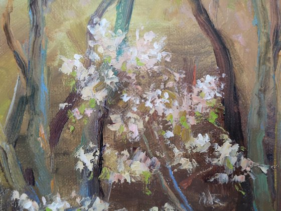 Spring is on the doorsteps #2, original, one of a kind, impressionistic style oil on canvas painting