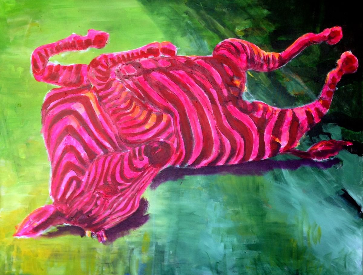 Expressive Animal Painting By Chris Walker, 35 X 28, Summer Frolic, Original Artwork