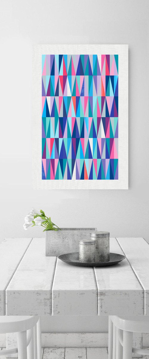 Diamond geometric blue print by Jennifer Bell