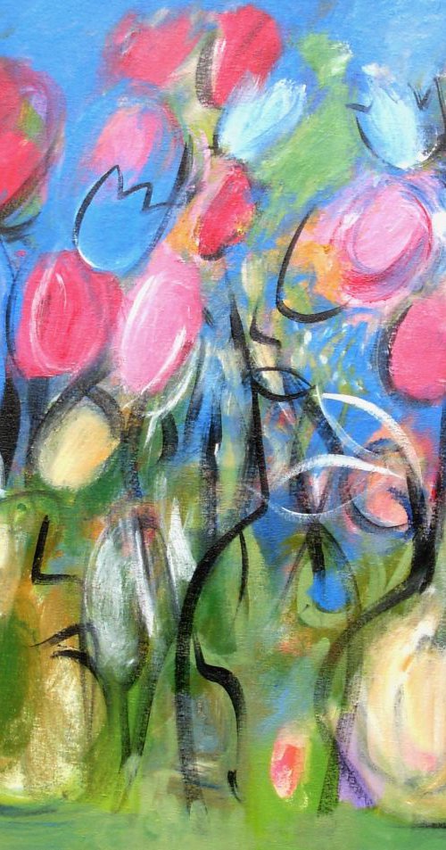 Three Vases of Flowers by Jan Rippingham