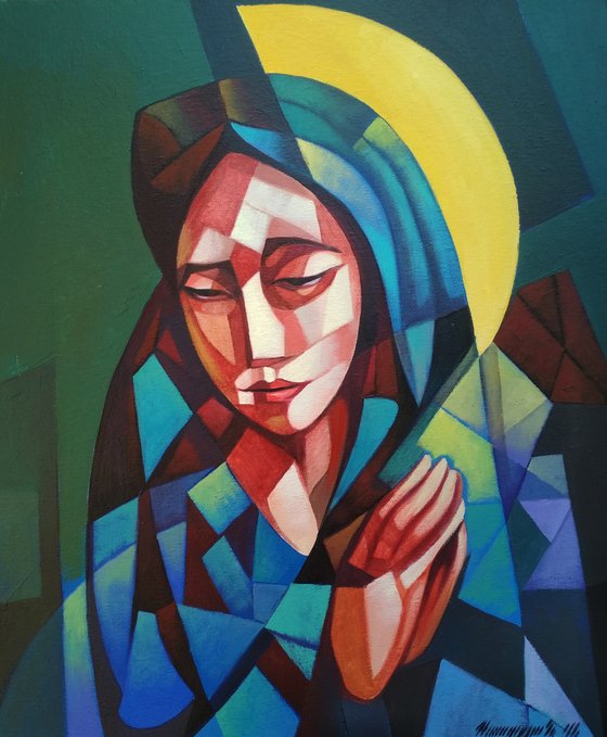 Cubism - Prayer (60x50cm, cubism, oil painting, ready to hang)