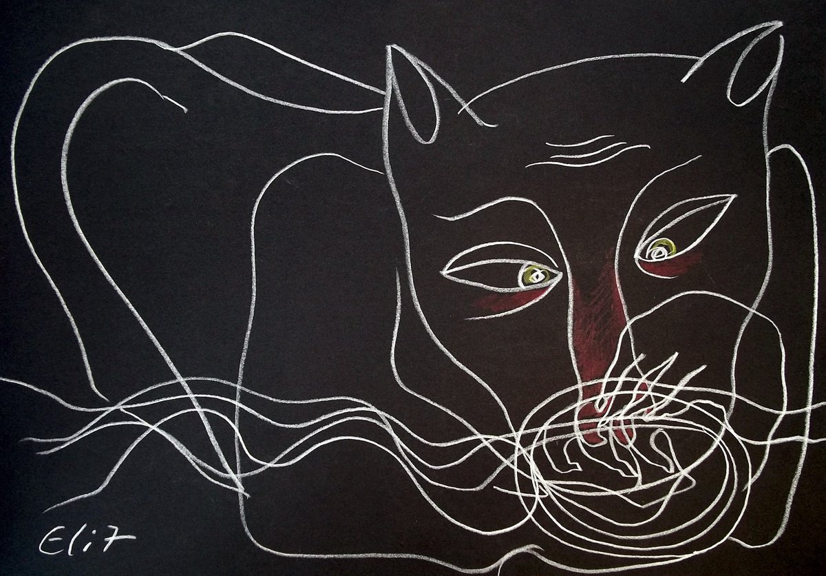 Expressive Animal Pencil Drawing By Elisheva Nesis, 13 X 9, Bifurcation, Original Artwork