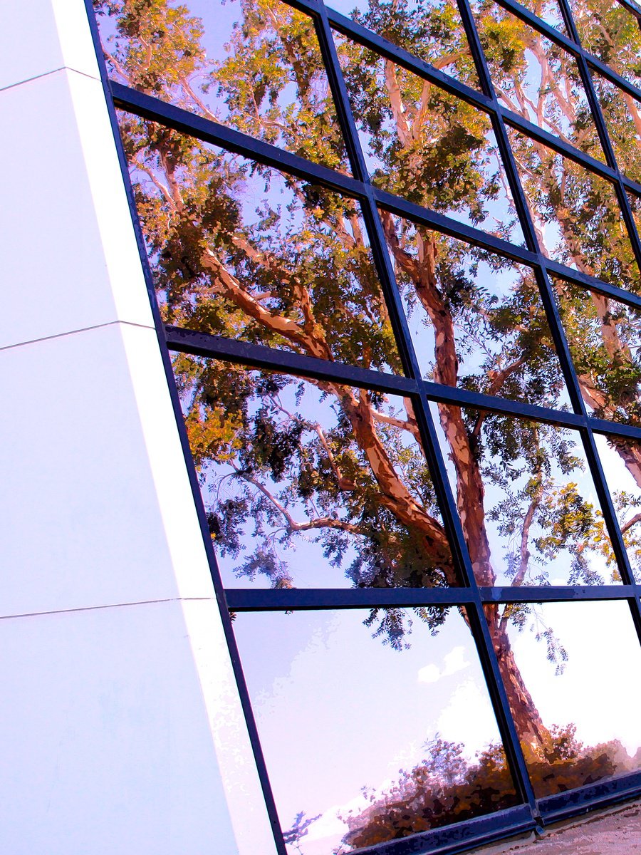 Impressionistic Cityscapes Photograph By William Dey, 20 X 26", Modern Reflection Palm Springs, Original Artwork