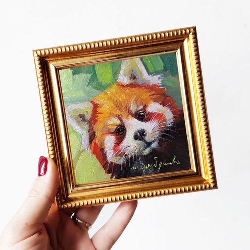 Red panda painting by Nataly Derevyanko