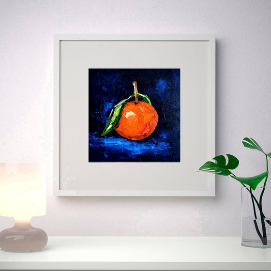 Tangerine Painting Fruit Original Art Orange Small Artwork Citrus Wall Art